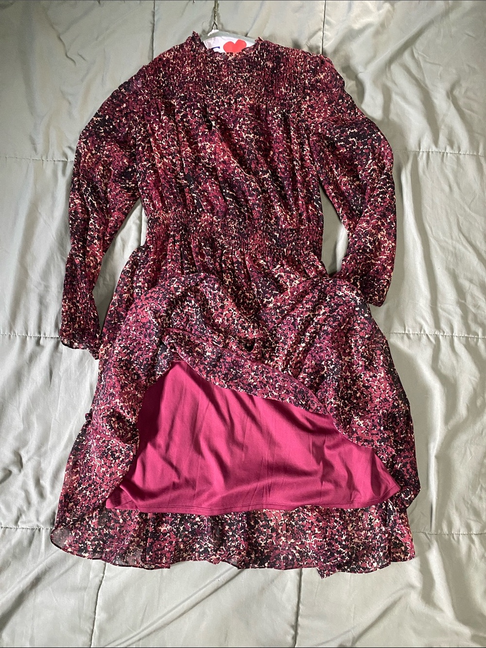 Just...Taylor Pink and Black Marled Long Sleeve Dress